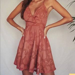 Lulu’s Days of Beauty Rose Pink Burnout Floral Skater Dress